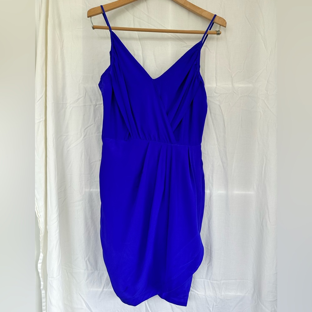 Yumi Kim sz M Blue Silk wrap dress - electric blue with adjustable straps!